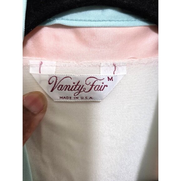 Vintage Vanity Fair White Satin Long Y2K 80s Victorian Robe Pastel Pink & Blue E - Picture 5 of 10